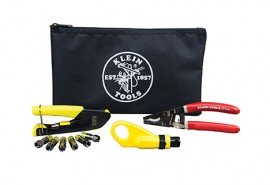 Klein Tools VDV026211 Trousse d&#039;installation de c&amp;acirc;bles coaxiaux avec pochette &amp;agrave; fermeture &amp;agrave; glissi&amp;egrave;re-