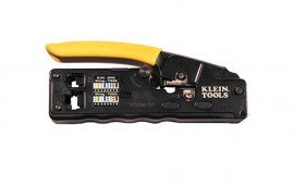 Klein Tools VDV226107 Pince &amp;agrave; sertir/pince &amp;agrave; d&amp;eacute;nuder/coupe-fil compacte &amp;agrave; cliquet poches c&amp;acirc;ble de donn&amp;eacute;es-