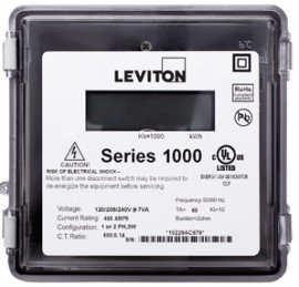 Leviton 1R480-041 Outdoor Dual Element kWh Meter, MAX 400A, Meter Only-