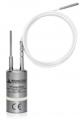MadgeTech HiTemp140X2 s&amp;eacute;rie Enregistreur de donn&amp;eacute;es haute temp&amp;eacute;rature &amp;agrave; double sonde avec une sonde TD de 50.8 mm et une sonde RTD flexible de 304.8 mm avec pointe en acier-