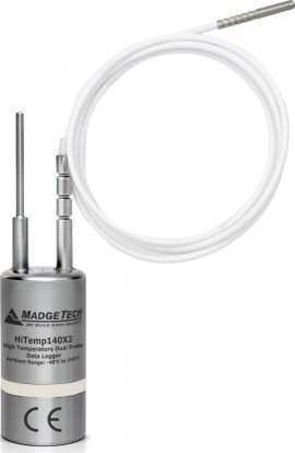 MadgeTech HiTemp140X2 s&amp;eacute;rie Enregistreur de donn&amp;eacute;es haute temp&amp;eacute;rature &amp;agrave; double sonde avec une sonde TD de 50.8 mm et une sonde RTD flexible de 152.4 mm avec pointe en acier-