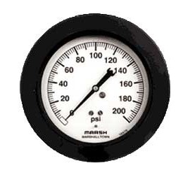 Marsh H1858 Quality Gauge, back flanged, 0 to 300 psi-