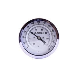 Marsh L51 Series Bimetal Thermometer, -50 to 120&amp;deg;F/-40 to 50&amp;deg;C, 5" dial, &amp;frac12;" center-back NPT, 304 SS-