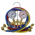 Mastercool 37772 Brass Manifold Gauge Set with 3 x 72&amp;quot; hoses, shut-off valve fitting-