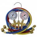Mastercool 37772 Brass Manifold Gauge Set with 3 x 72&amp;quot; hoses, shut-off valve fitting-