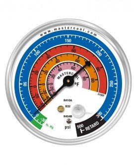 Mastercool 51501 Manom&amp;egrave;tre de remplacement pour frigorig&amp;egrave;nes R454B, R410 A et R32, c&amp;ocirc;t&amp;eacute; basse pression, 79.38 mm-