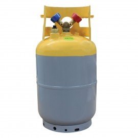 Mastercool 62011 Refrigerant Recovery Cylinder with float switch, 30 lbs, 1/4&quot; FL-M, yellow/gray-