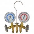 Mastercool 80103-M 2-Valve Brass Manifold Metric Gauge Set with 2-&amp;frac12;&amp;quot; gauges and gauge guards-