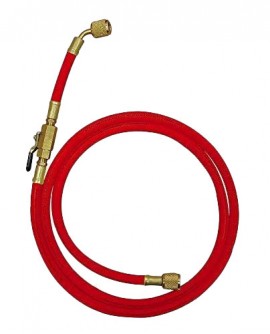 Mastercool 90265-60 Standard Hose with manual shut-off valve, 60&quot;, 1/4 x 1/4″, red-