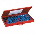 Mastercool 91268 Master Seal Service Tool Set with tools for popular compressor servicing, and a rugged metal tool box-
