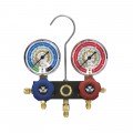 Mastercool 93103-MRG 2-Way Aluminum Manifold Gauge Set with protector guard, metric, less hoses, R134a, R22, R12, and R404A-