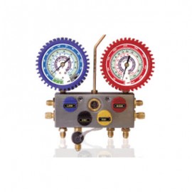 Mastercool 96561 Collecteur &amp;agrave; 4 voies en aluminium avec boyaux de 1.52 m &amp;agrave; robinet &amp;agrave; tournant sph&amp;eacute;rique-