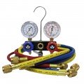 Mastercool 96772-MRG 2-Way Metric Aluminum Manifold Set with 3 x 72&amp;quot; GY5 hoses, gauge guards, and metric unit system-