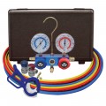 Mastercool 98661-PRO Dual R12 R134a 2-Way Aluminum Manifold Gauge Set with 2 sets of 3 hoses, manual couplers-