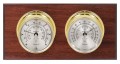 Maximum Catalina Two-Instrument Weather Station with mahogany panel, brass case, silver dial-