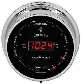Maximum Cronus CSBC Time and East Coast Tide Clock, Chrome Case and Black Dial-
