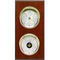 Maximum Hatteras 2-Instrument Wind/Barometric Pressure Weather Station, Brass Case and Silver/Black Dial, Mahogany/Oak Panel-