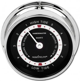 Maximum Harbormaster HBBC East Coast Tide Clock, Chrome Case and Black Dial-