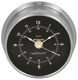 Maximum Meridian MEBN Quartz Clock, Nickel Case and Black Dial-