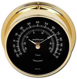 Maximum Mini-Max MXB Outside Temperature Instrument, Brass Case and Black Dial-