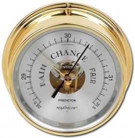 Maximum Predictor PDA Analog Barometer, Brass Case and Silver Dial-