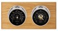 Maximum Portland Two-Instrument Weather Station with oak panel, chrome case, black dial-