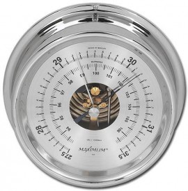 Maximum Proteus PRAC Analog Barometer, Chrome Case and Silver Dial-