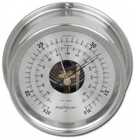 Maximum Proteus PRAN Analog Barometer, Nickel Case and Silver Dial-