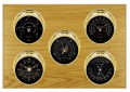 Maximum Professional 2S Five-Instrument Weather Station with oak panel, brass case, black dial-