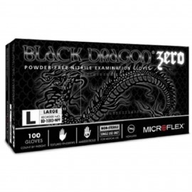 Microflex BD1004NPF Black Dragon Zero Series Nitrile Gloves, extra-large, 100-pack-