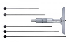 Mitutoyo 129-116 129 Series Metric Depth Micrometer with Interchangeable Rods, 0 to 150 mm-