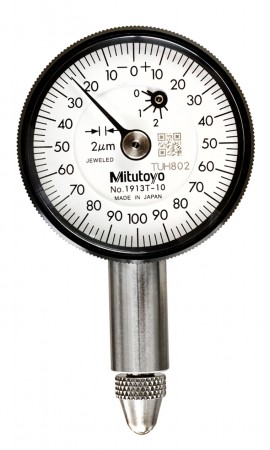 Mitutoyo 1913A-10 Series 0 Compact Dial Indicator with Lug, 0 to 0.5 mm, Metric-