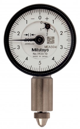 Mitutoyo 1925AB-10 Series 0 Compact Flat-Back Dial Indicator, 0 to 0.025&amp;quot;, SAE-