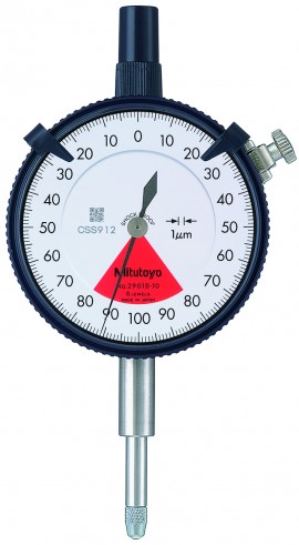 Mitutoyo 2901AB-10 Series 2 Standard One Revolution Flat-Back Dial Indicator, 0.16 mm, Metric-