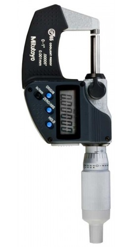 Mitutoyo 293-334-32 Coolant Proof Micrometer, 0-1&quot;/0-25.4mm, with SPC output Ratchet Thimble-