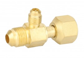 NAVAC F1024 &amp;frac14;&amp;quot; Access Tee Connector without depressor, &amp;frac38;&amp;quot; female SAE x &amp;frac38;&amp;quot; female SAE swivel, nut on run-