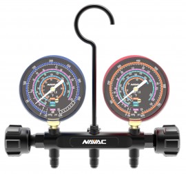 NAVAC NMG11A Pro Series Manifold Gauge for R22, R410A, R134a, and R404A refrigerants, 3&amp;frac18;&amp;quot;-