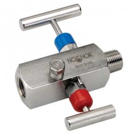 NOSHOK 2170-EMFS Needle Valve, Block &amp; Bleed, Soft Seat, 2-Valve, 1/2&quot; NPT, Extended Male-Female, 316 SS-