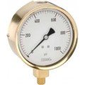 NOSHOK 25-300-100-PSI Pressure Gauge, Glycerin Filled, 1/4&quot; NPT Bottom Connection, Brass Case, 0 to 100 psi-