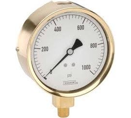 NOSHOK 25-300-5000-PSI/BAR Manom&amp;egrave;tre, rempli de glyc&amp;eacute;rine, connexion inf&amp;eacute;rieure 1/4" NPT, bo&amp;icirc;tier en laiton, 0 &amp;agrave; 5000 psi/bar &amp;eacute;chelle double-