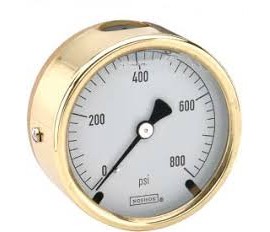 NOSHOK 25-310-160-PSI Pressure Gauge, Glycerin Filled, 1/4" NPT Back Connection, Brass Case, 0 to 160 psi-