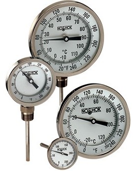 NOSHOK 30-300-025-50/500 F/C 300 Series Industrial Type Bimetal Thermometer with external reset, 50 to 500&amp;deg;F/C-