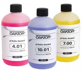 OAKTON WD-05942-11 4.01, 7.00 and 10.01 pH Buffer Pack, 500 mL Bottles, 30-Pack-
