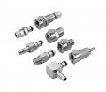 Omega FT-MC Series Quick Coupling Insert, chrome-plated brass, plug compression 1/4" OD 90° elbow shutoff-