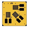 Omega S&amp;eacute;rie SGD Jauge de contrainte de pr&amp;eacute;cision, rosette en coin, 350 &amp;Omega;, grille de 3 x 1.7 mm, fils rubans, lot de 5-