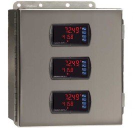 Precision Digital PDA2604-3C Stainless-Steel NEMA 4X Horizontal Enclosure, 13.5 x 12.9 x 6in, 3 Cutouts-