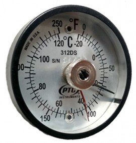 PTC Instruments 312DSL Thermom&amp;egrave;tre de surface magn&amp;eacute;tique &amp;agrave; double &amp;eacute;chelle avec aiguille auxiliaire, -17.78 &amp;agrave; 121.11&amp;deg;C et -20 &amp;agrave; 120&amp;deg;C-