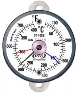 PTC Instruments 314DST1MM Thermom&amp;egrave;tre bim&amp;eacute;tallique &amp;agrave; montage par pattes &amp;agrave; double &amp;eacute;chelle avec aiguilles max-min, 10 &amp;agrave; 398.89&amp;deg;C/10 &amp;agrave; 400&amp;deg;C-