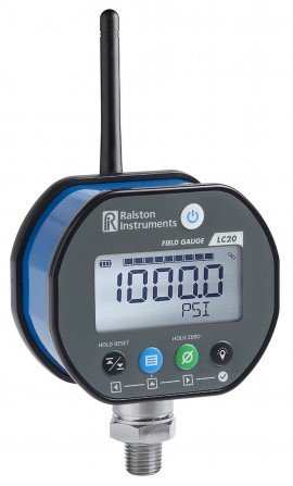 Ralston Field Gauge LC20 Digital Pressure Gauge with Bluetooth, 50 psi, &amp;frac14;&amp;quot; male NPT bottom connection-