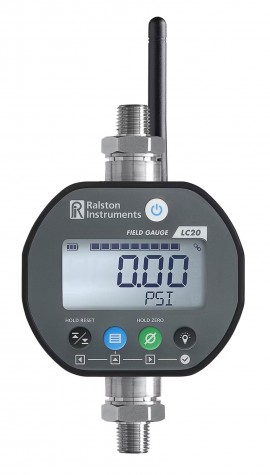 Ralston Field Gauge LC20 Dual Pressure Sensor Gauge with Bluetooth and &amp;frac14;&amp;quot; male NPT connection, 30 psi top, 1000 psi bottom-